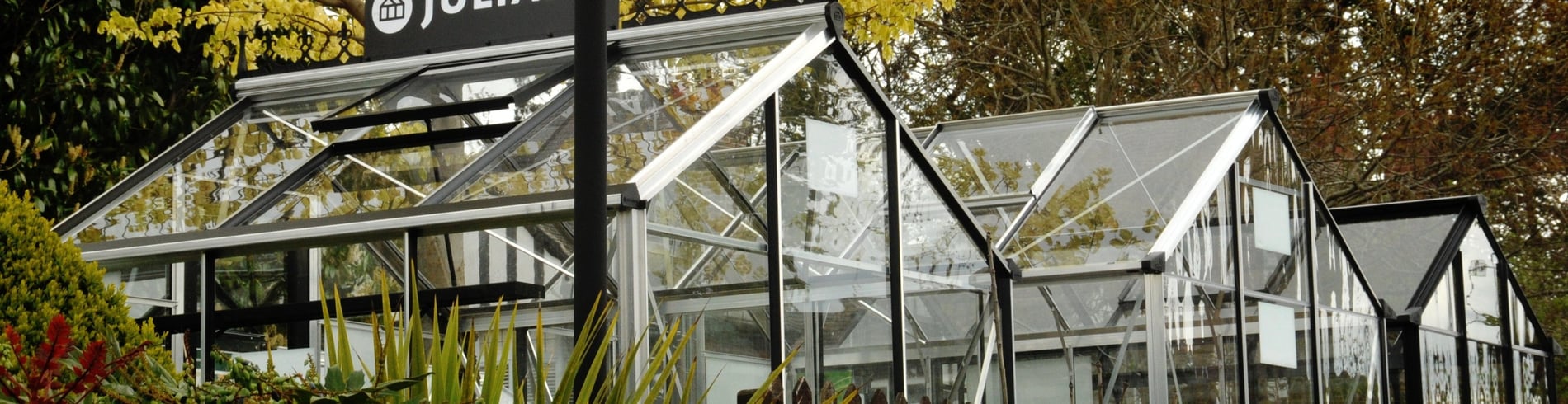 An assortment of greenhouses on display