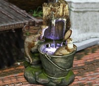 Bermuda Otter Family Water Feature with LED Lights