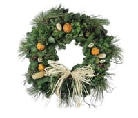 Citrus Straw Bow Fresh Christmas Wreath