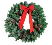 Red Bow Fresh Christmas Wreath