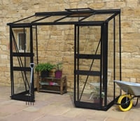 Halls Cotswold Broadway 8 x 4 ft Lean To Black Greenhouse