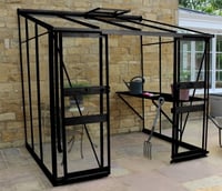 Halls Cotswold Broadway 8 x 6 ft Lean To Black Greenhouse