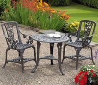 Grey 3-Piece Rose Arm Chair Patio Set for 2