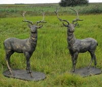 Cast Iron Pair of Standing Stag Statues
