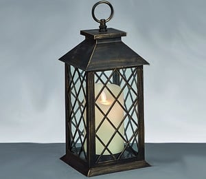 Premier Bronze Diamond Lantern with Dancing Flame