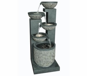 5 Bowl Textured Granite Water Feature