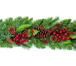 Premier Natural Pine Cone and Red Berry Christmas Garland
