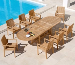 Barlow Tyrie Stirling & Linear 8 Seater Dining Set