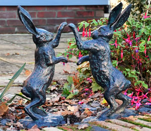 Boxing Hares Garden Ornament