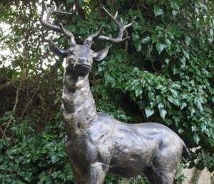 Cast Iron Standing Stag Statue (Glancing Left)