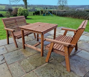 Churnet Valley Square Table 4 Seater Set with Benches
