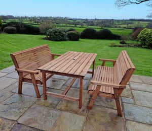 Churnet Valley Table 6 Seater Set with 2 Benches