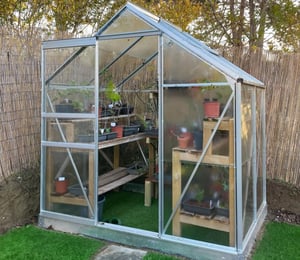 Classic 6 x 4 ft Silver Greenhouse Package