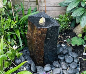 Drilled 40cm Polished Basalt Feature