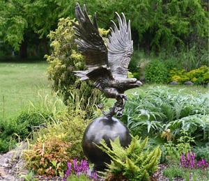 Eagle On Ball Garden Ornament
