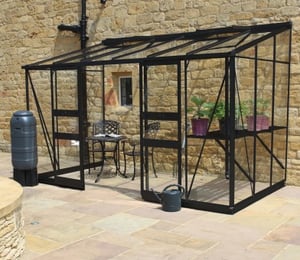 Halls Cotswold Broadway 12 x 6 ft Lean To Black Greenhouse