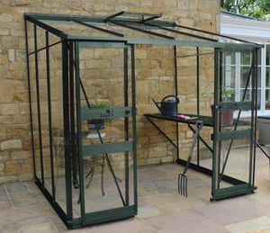 Halls Cotswold Broadway 8 x 6 ft Lean To Green Greenhouse