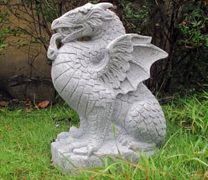 Enigma Standing Dragon On Rock Granite Ornament