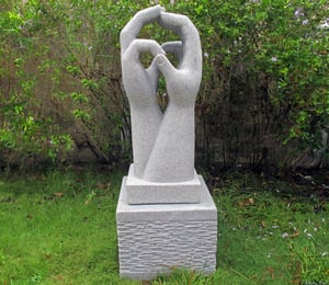Enigma Two Hands On Plinth Granite Ornament