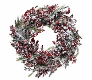 Everlands Frosted Red Berry Wreath 60cm