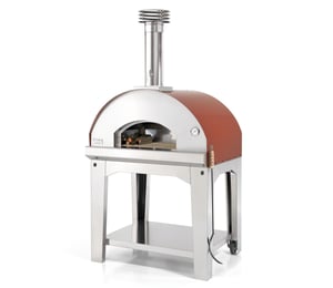 Fontana Mangiafuoco Rosso Wood Fired Pizza Oven with Trolley
