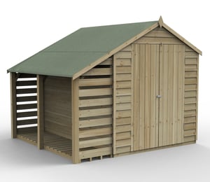 Forest 6 x 8 ft Overlap Double Door Security Shed With Lean To