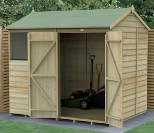 Forest Beckwood 8 x 6 ft Shiplap Double Door Reverse Apex Shed