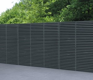 Forest Double Slat Grey Contemporary 6 x 6 ft Fence Panel