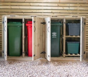 Garden Village 3 Wheelie Bin & 2 Recycle Box Store