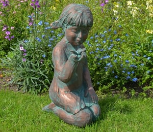 Girl With Butterfly Resin Garden Ornament