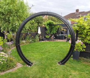 Grange Freestanding Black Flower Circle Arch