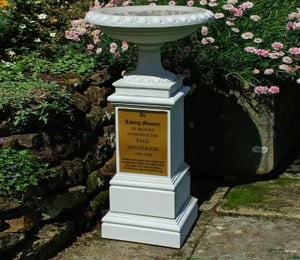 Haddonstone Memorial Urn Bird Bath with Plaque