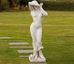 Large Shy Maiden Stone Statue