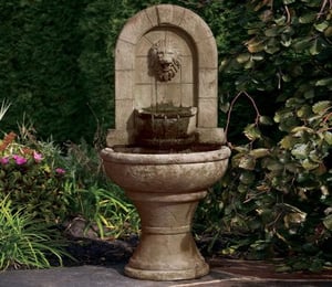 Massarelli Lion Finial Cast Stone Garden Fountain