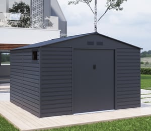 Lotus Sheds Hypnos 11 x 10.5 ft Apex Metal Shed in Grey