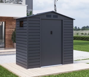 Lotus Sheds Hypnos 7 x 4 ft Apex Metal Shed in Grey