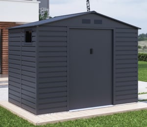 Lotus Sheds Hypnos 9 x 6 ft Apex Metal Shed in Grey