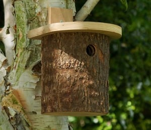 Natural Log Tit Nesting Box