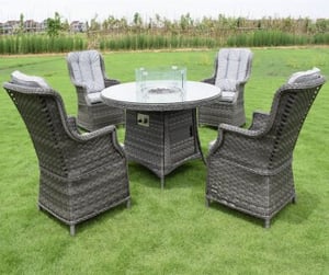 Palazzo Addington 4 Seater Dining Set With Fire Pit Table