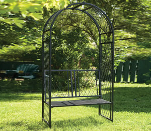 Panacea Lattice Metal Garden Arch with Seat