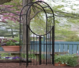 Panacea Sunset Black Metal Garden Arch with Gate