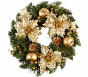 Premier Gold Poinsettia Wreath