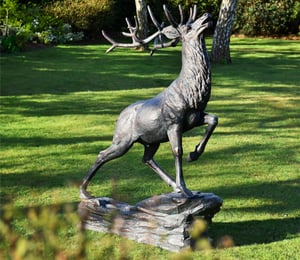 Red Deer On Rock Garden Ornament