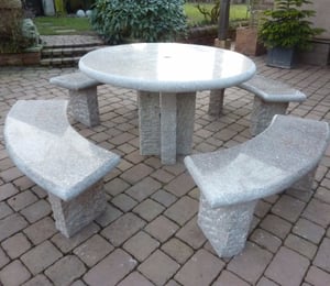 Richmond Granite Table and 4 Bench Set