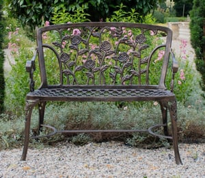 Rose Metal Garden Bench