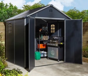 Rowlinson Airevale 8 x 6 ft Dark Plastic Double Door Apex Shed