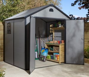 Rowlinson Airevale 8 x 6 ft Light Plastic Double Door Apex Shed