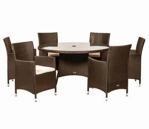 Royalcraft Cannes Mocha Brown 6 Seater Round Dining Set