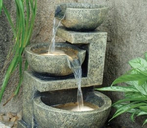 Small Granite Three Bowl Fountain Water Feature