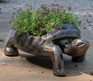 Small Tortoise Metal Planter
